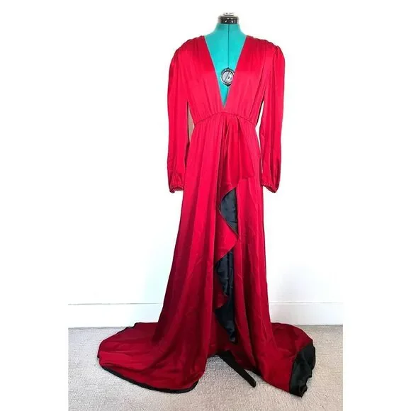 Gucci hammered matt enver satin maxi dress flame black IT42 - Picture 7 of 14